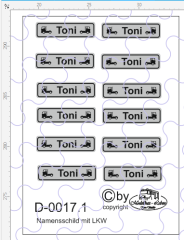 D-0017.1 Namensschild mit LKW Motiv 12 Stück - 1:87 Decal