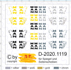 D-2020.1119 - Decalsatz MAN verschiedene Spiegel / Seitenscheiben Aplikation 1:87