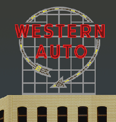 Light Works USA 2481 E - Neonwerbung - Leuchtwerbung in 1:87 &quote;Western Auto&quote;
