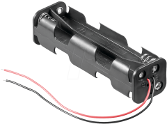 Z-11741 HALTER 8XAAK Batteriehalter für 8 Mignonzellen (2 AA), Kabel , offen ohne Schalter