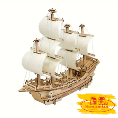 C-032 - 3D Holz Puzzle - Montage-Modellbausatz, Kreatives Bastel - 4 Mast Segelschiff