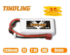 Tindling 916496 Lipo Akku 30C 2200mAh 2S 7.4V Deans T Für RC Auto LKW 1:16 1:14 Boot