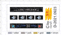 D-2021.0923 - Decalsatz Schmutzlappen Sortiment Uhl Trucks 6 Stück