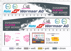 D-2022.0609 - Decalsatz Trucker Babe Christina Seib + Hans Wormser AG mit Eco Flex Auflieger- 1:87