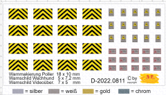 D-2022.0811 Decals Begrenzungspoller, Warnschilder Hund und Videoüberwachung - 16/15/15 Stück 1:87