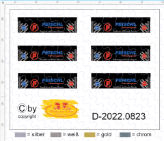 D-2022.0823 - Decalsatz Schmutzlappen Peischl Fahrzeugbau 6 Stück 1:87