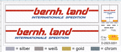 D-2023.0201 - Decalsatz Spedition Bernhard Land für silbernen Koffer - 1 Satz 1:87