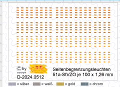 D-2024.0512 Decals Seitenbegrenzungsleuchten nach 51a StVZO 4x 100 Stück 1.26 mm breit 1:87
