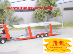 EM127 Umbausatz für 3 achs Autotransport Anhänger 1:87
