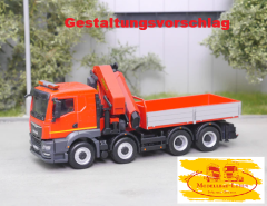 EM177 Komplettbausatz 4 achs Pritschen LKW mit Ladekran ohne Kabine 1:87