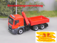 EM180 Komplettbausatz 3achs Pritschen LKW mit Ladekran ohne Kabine 1:87