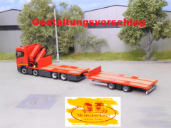 EM183 Bausatz Tandem Hängerzug Pritsche Ladekran ohne Bordwände 1:87