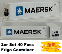 PI12401 2er Set 40&quote; Frigo Container MAERSK , weiß 1:87