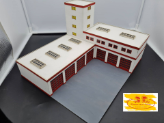 Z-0247 Lasercut Feuerwehr Feuerwache Gerätehaus Schlauchturm, 4er und 3er Fahrzeughalle 1:87
