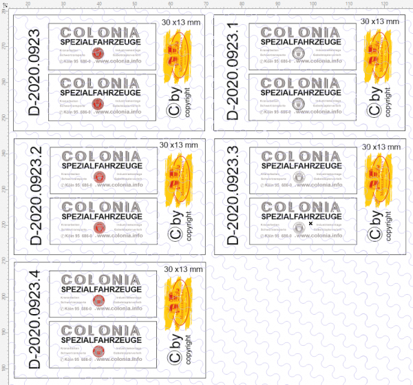 D-2020.0923 Decalsatz Colonia in 5 verschiedenen Versionen 1:87