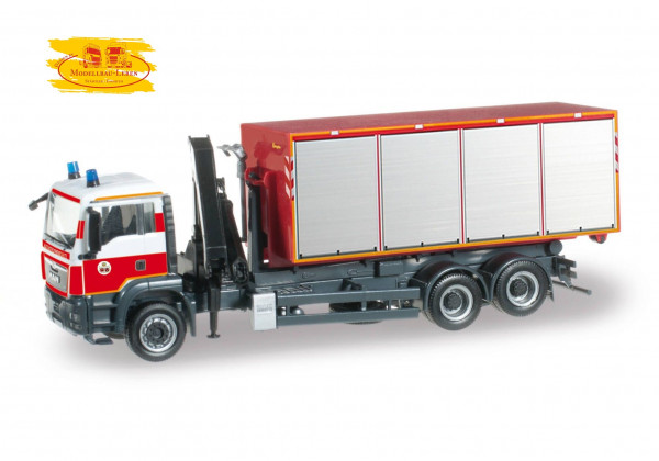 Herpa 091732 MAN TGS M Abrollcontainer-LKW mit Kran "Feuerwehr Brandenburg"