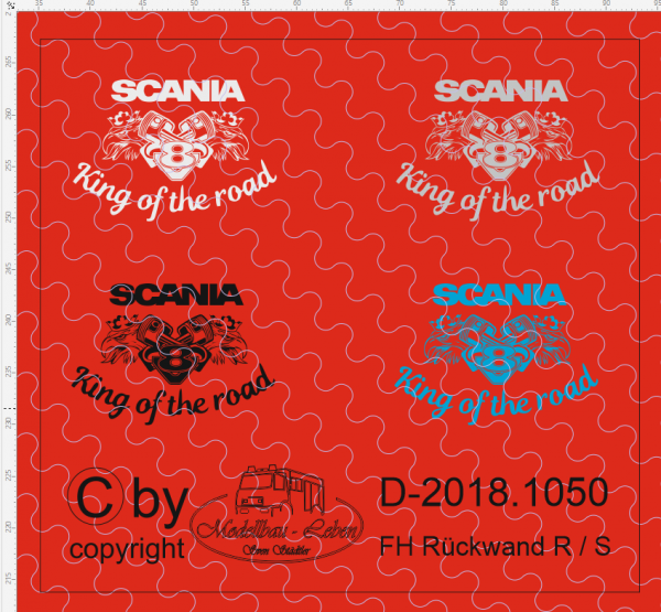 D-2018.1050 - Decalsatz Scania R / S Rückwand Decal 1:87 - 4 Stück