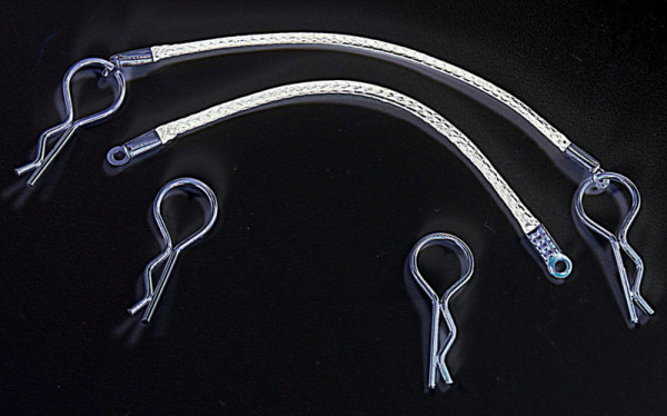 Absima 2440026 - Karosseriesplinte mit Seil, silber (80mm)