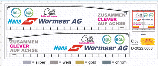 D-2022.0608 - Decalsatz Hans Wormser AG mit Eco Flex Auflieger- 1:87