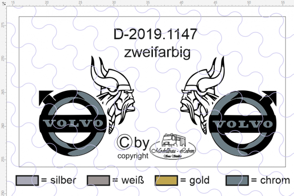 D-2019.1147 - Decalsatz Volvo für Fahrhaus Seiten Volvo FH "Wikingerkopf+ Volvo Logo " zwe