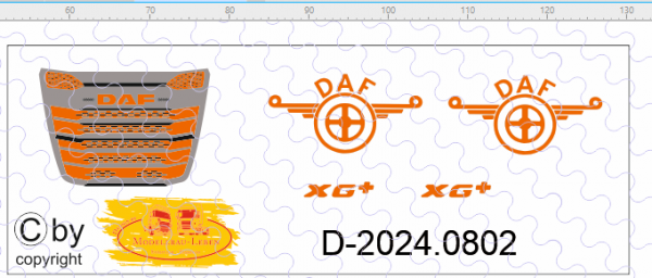 D-2024.0802 - Decalsatz für DAF Zugmaschine - 1 Stück - 1:87 verschiedene Farben