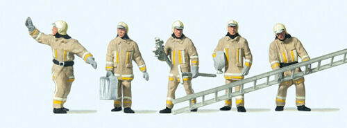Preiser 10770 H0 Figuren Feuerwehrmänner in Einsatzkleidung 5 Figuren mit Zubehör 1:87