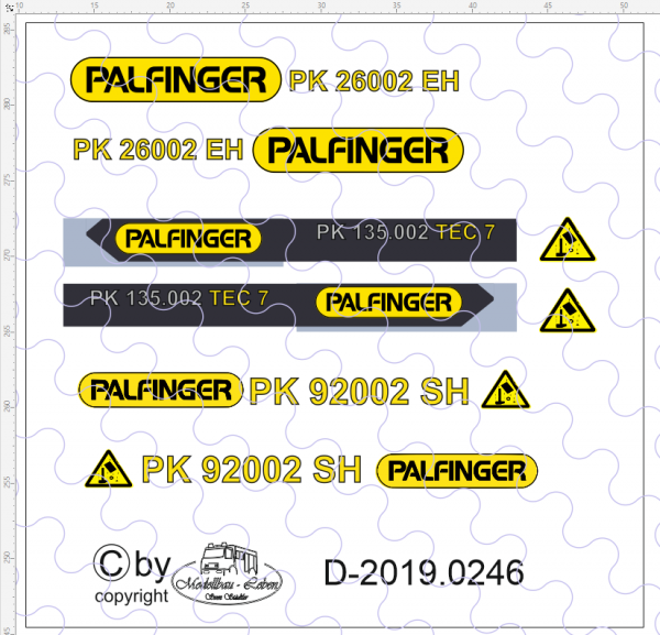 D-2019.0246 - Decalsatz Palfinger PK 26002 EH , PK 92002 SH und PK 135002 TEC 7 - 1:87