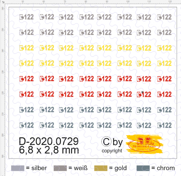 D-2020.07.029 Decalsatz Smartphone Hand Rettungsnummer 122 in 4 Farben 6,8 x 2,8 mm 1:87