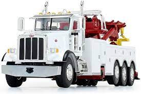 Diecast Replica 50-3440 1:50 Scale Diecast Collectible White/Red/Yellow Peterbilt Model 367 with Cen
