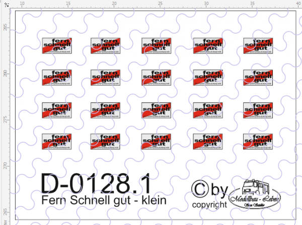D-0128.1 Fern Schnell Gut Schild klein - Decalsatz 20 Stück 1:87