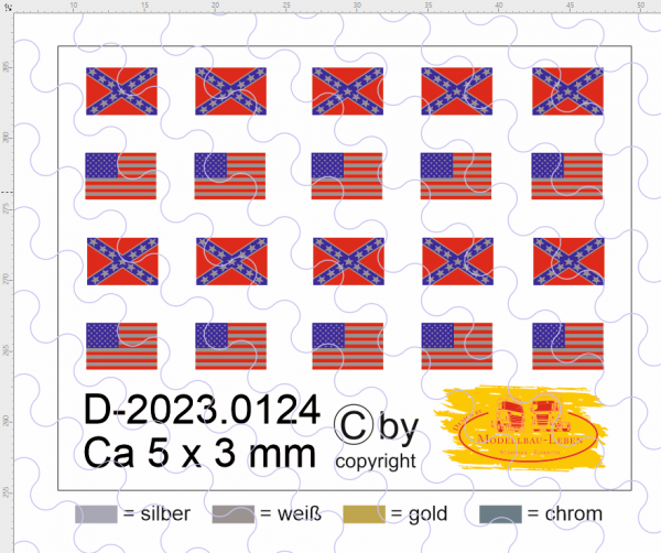 D-2023.0124 Flaggenset America - 1 Satz 1:87 5x3 mm