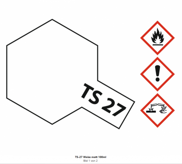 Tamiya 300085027 TS-27 flat white / Weiss matt 100 ml