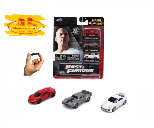 Jada Toys 253201004 - Fast & Furious 3er-Pack Nano Cars Wave 4,