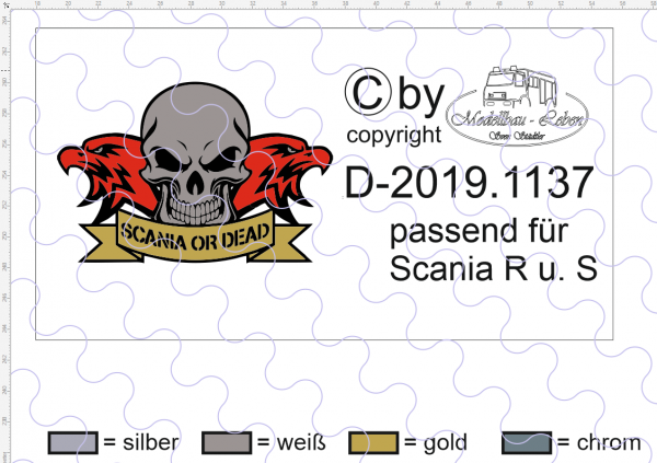 D-2019.1137 - Decalsatz Scania R oder S für Fahrhaus Rückwand "Scania or Dead" Vers. 1 - 1