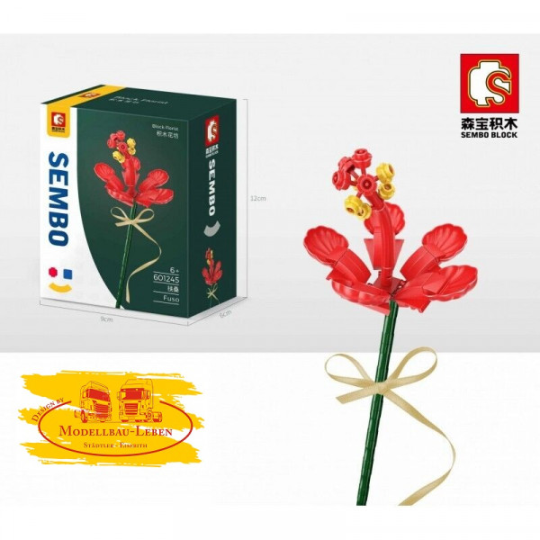 Sembo 601245 rote Fuso Blume Bausatz mit 88 Teilen