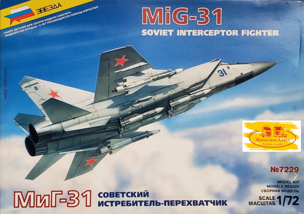 Zvezda 7229 - MiG-31 Soviet Interceptor Fighter , unbemahlter Bausatz 1:72