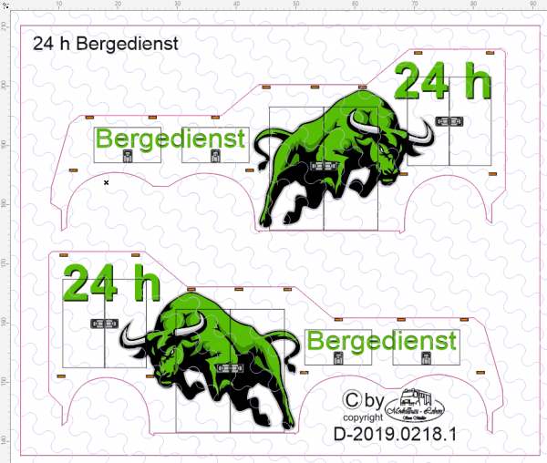 D-2019.0218.1 - Decalsatz Wrecker Empl Bergefahrzeug Beschriftung Büffel - grün 1:87