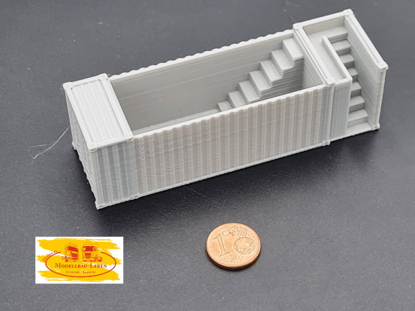 PMM 052 - 3D PLA Druck Pool Container mit Treppenanbau und Gegenstromanlage - 1 Stück 1:87