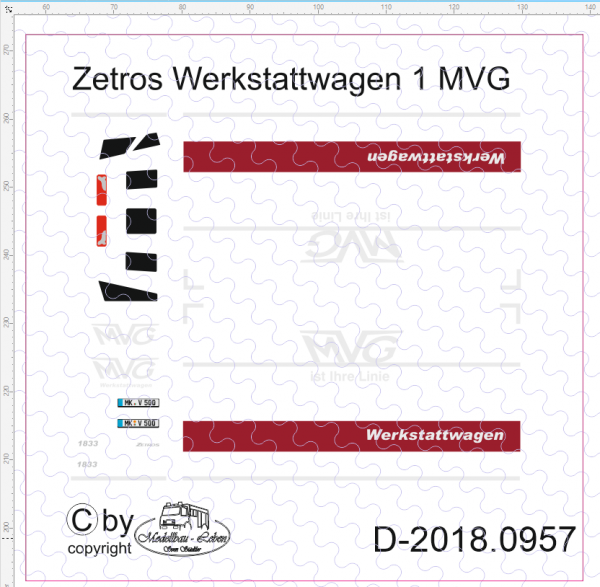 D-2018.0957 Zetros Werkstattwagen MVG 1 Decalsatz 1:87