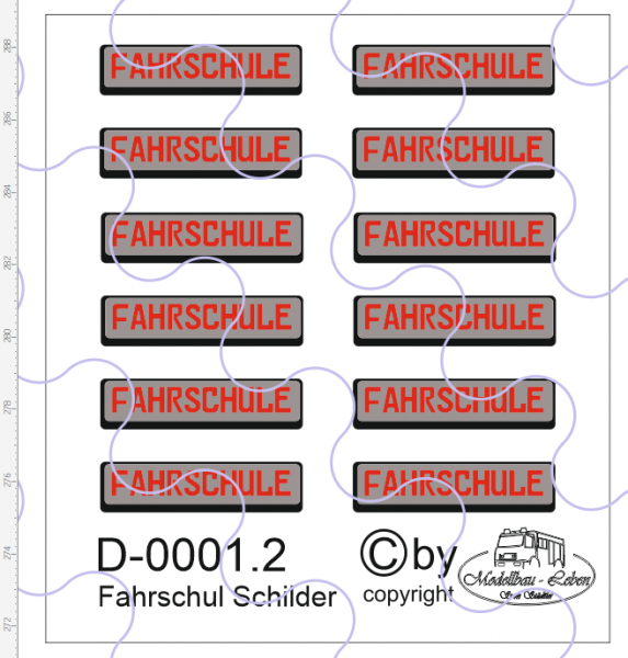 D-0001.2 Fahrschul Schilder 12 Stück - 1:87 Decal