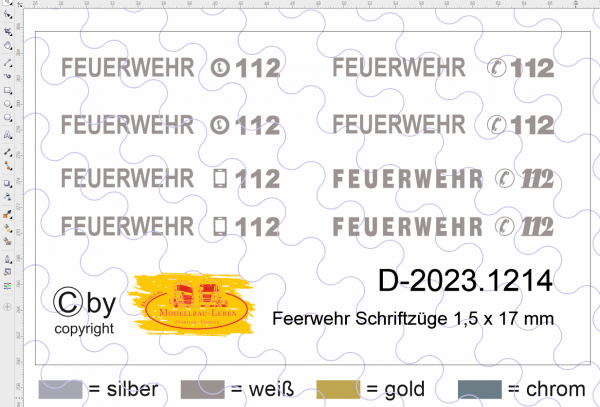 D-2023.1214 Decalsatz Feuerwehr Schriftzüge 1:87