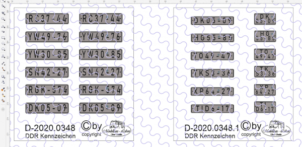D-2020.0348.1 Wunschkennzeichen DDR-Nummernschild 12 Stück - 1:87 Decal