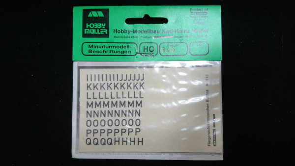 Hobby Müller Miniaturbeschriftung Buchstaben I - H 5,5 mm schwarz / weiß