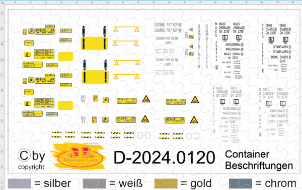 D-2024.0120 Decalsatz für Container / Wechselbrücken Beschriftung 1:87