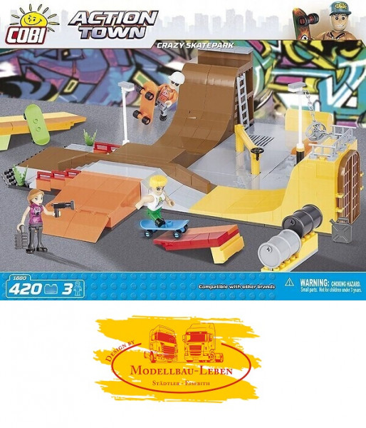 Cobi 1880 - Action Town - Crazy Skaterpark - 420 Teile 3 Figuren Bausatz