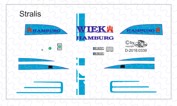 D-2018.0339 Decalsatz Wiek Hamburg Zugmaschine Iveco Stralis - 1 Stk - 1:87