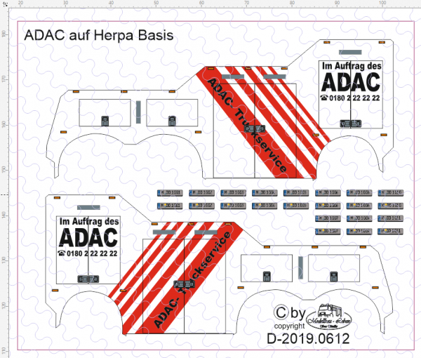 D-2019.0612 - Decalsatz ADAC Truckservice Wrecker für Herpa 1:87
