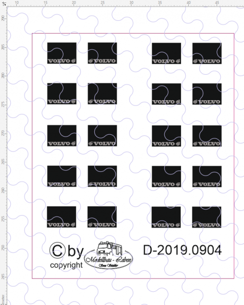 D-2019.0904 - Decalsatz Schmutzlappen klein Volvo Schrift und Logo - 10 Paar 1:87