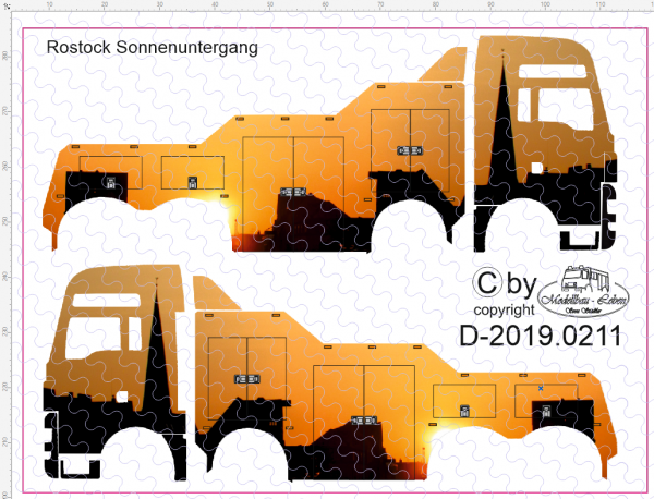 D-2019.0211 - Decalsatz Wrecker Empl Bergefahrzeug Beschriftung Rostock Sonnenuntergang 1:87