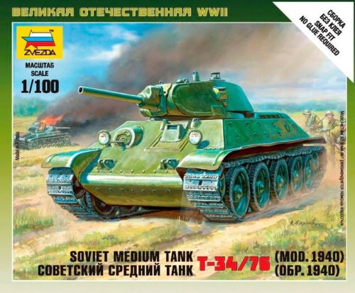 Zvezda 6101 - 1:100 Soviet Medium Tank T-34/76 (Mod.1940) WWII
